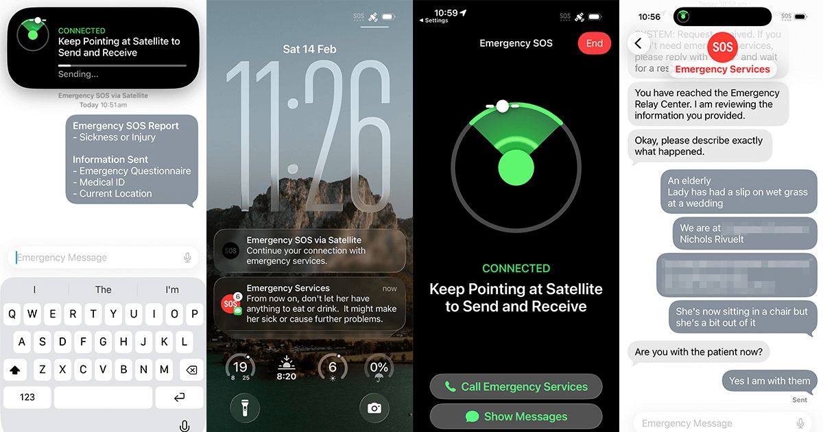 Screenshots from the emergency SOS feature used today in Tasmania