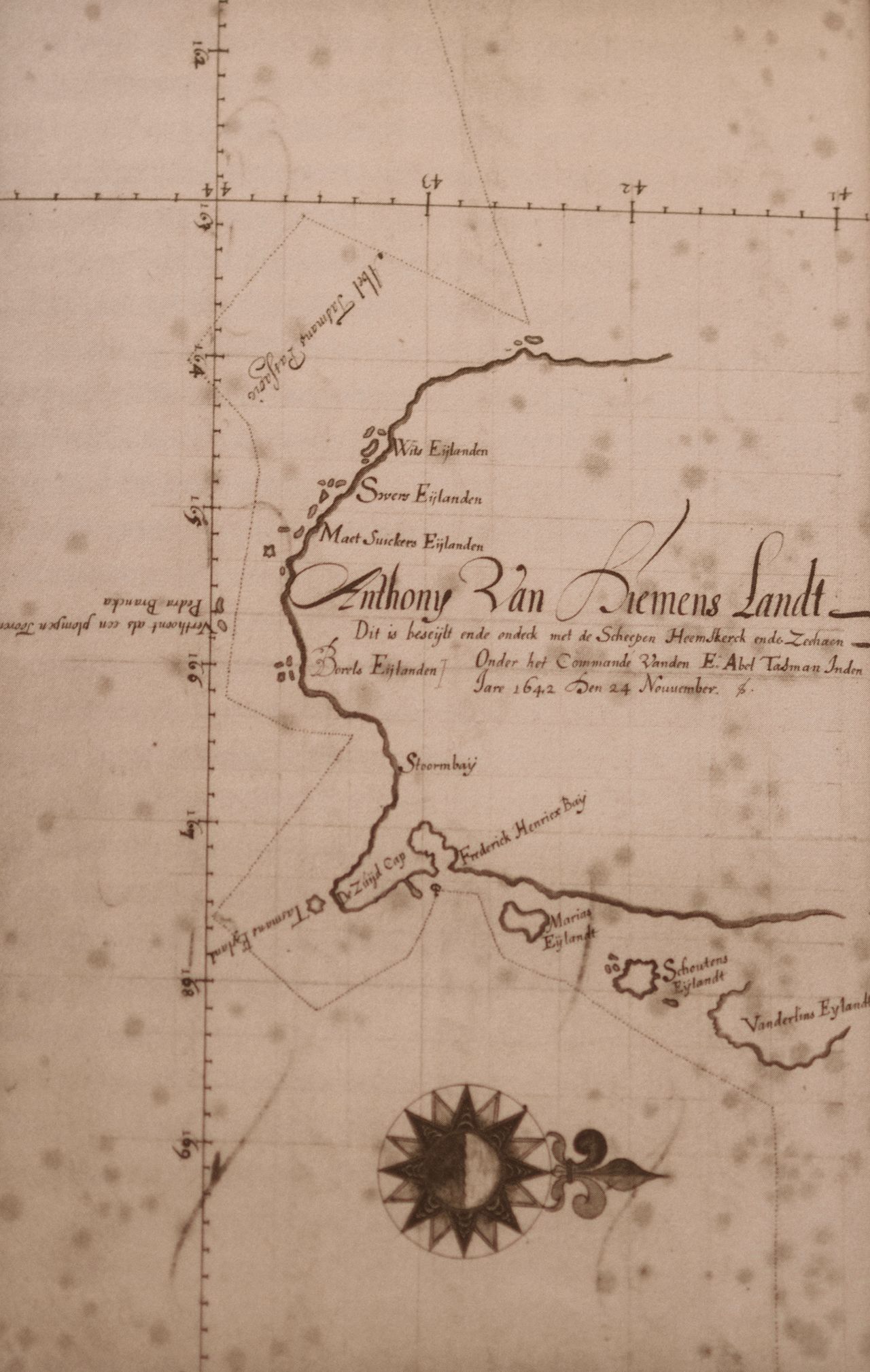 Earliest European map of the island of Tasmania ⌘