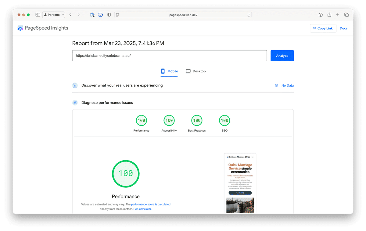 Screenshot of the Google Page Speed results [⌘](https://ik.imagekit.io/withers/pagespeed_of_website_zbcnQNHnY)