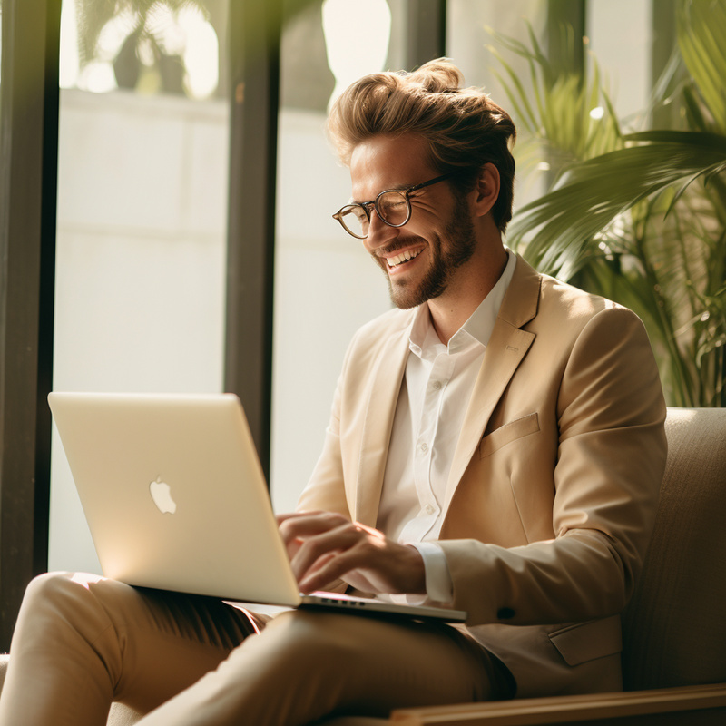 Man sittig with laptop