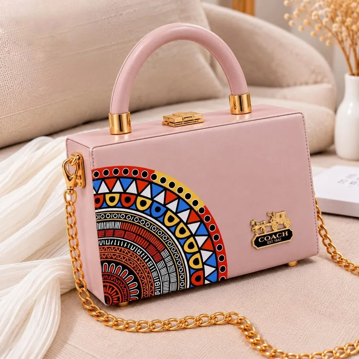 Mandala Frame Top-Handle Crossbody Bag