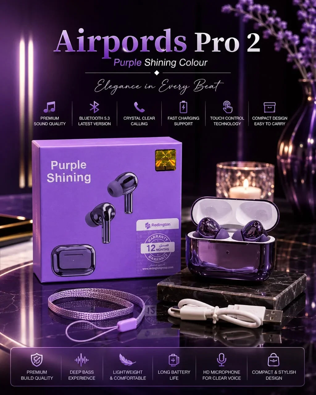 Pro 2 Coloured Wireless Earbuds with Lanyard photo 4