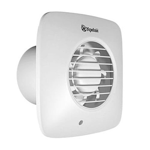 Simply Silent Dx100b 4"/100mm Square Bathroom Fan With Humidistat, Pullcord And Timer