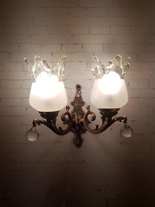 Antique Crystal Ball Double Wall Lamp