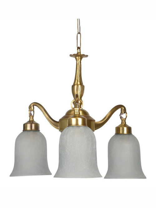 Classic Down Facing 3 Light Small Brass Chandelier