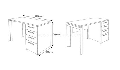 E-half 4 Ft. Work Desk With Pedestal - Bcth-10 1.2