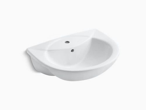 Odeon Semi-recessed lavatory with single faucet hole