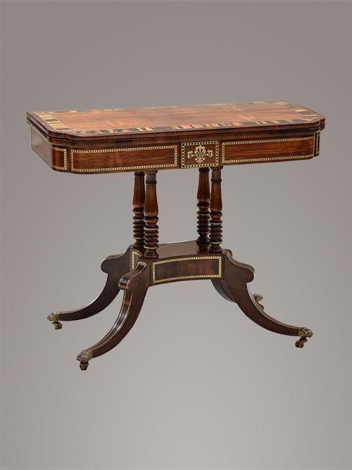 Anglo-Indian Brass Inlaid Card Table