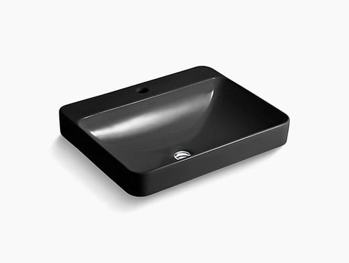 Forefront rectangular Vessel lavatory with single faucet hole
