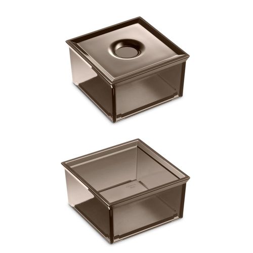 Square Container With Lid For Profile Shelf And Furniture (Translucent Fumé Color)