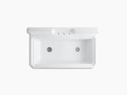 Top-Mount or Wall-Mount Utility Sink With 3 Faucet Holes On Center Deck 