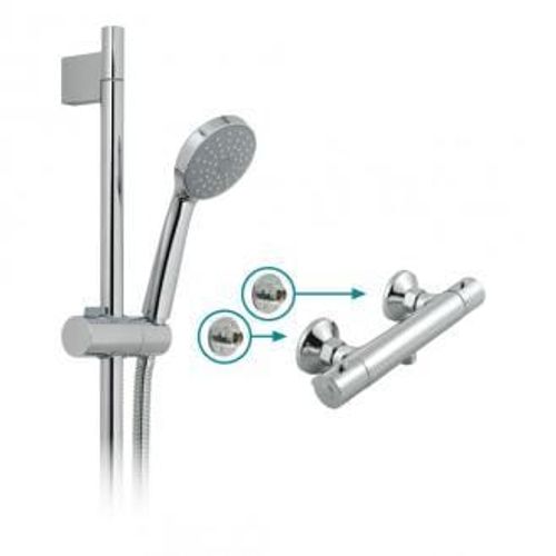 Prima Thermostatic Slide Rail Shower Kit Package With Wall Mounting Brackets