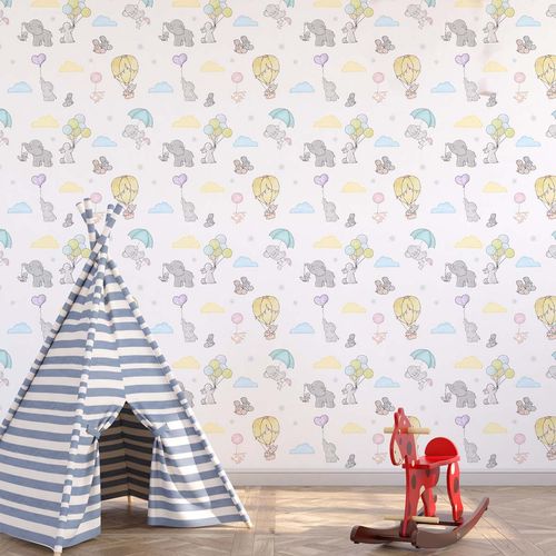Tiny Trunks and Floppy Ears, Cute Wallpaper for Rooms, Multicolor
