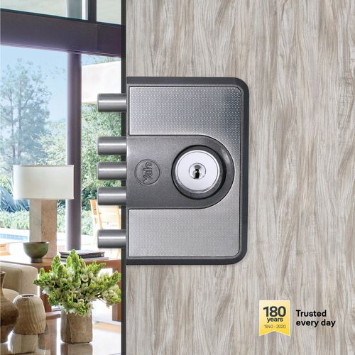 CBD-Cinco 500 Series 5 Dead Bolt Main Door RIM Lock, Both Side Keys, Grey, With Dimple Keys