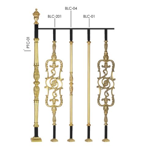 Staircase Railing Type "E" French Brass Staircase Railings, Balcony Baluster in Cast Iron| Aluminium Ahmedabad Bangaluru Hyderabad