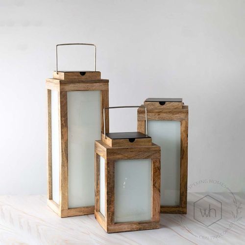 Jabillo Brown Wooden Lantern - medium