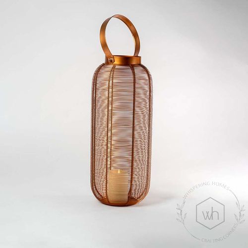 Rose Gold Constellation Stainless Steel Wired Tealight Lantern - Large