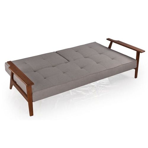 Tufted Sofa Cum Bed With Wooden Arms