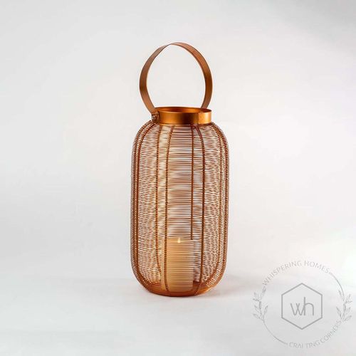 Rose Gold Constellation Stainless Steel Wired Tealight Lantern - Medium