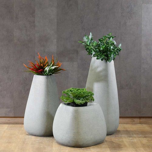 Ol/8177 Grey Cylindrical Planters