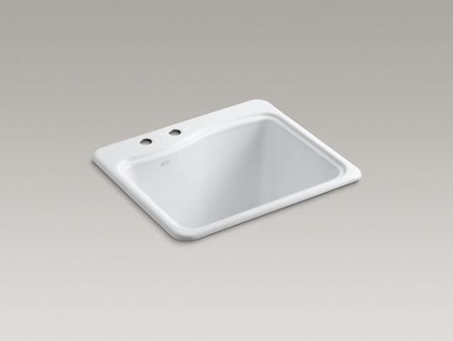 Utility Sink with 2 Faucet Holes On Deck On Left Side