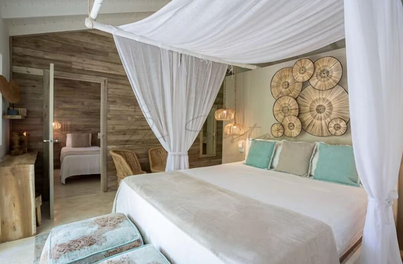 Exterior facade and main entrance of Mahona Boutique Hotel in Las Terrenas, Dominican Republic