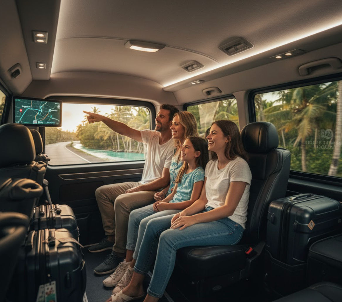 Taxi Shuttle Cancun transportando familia al Hotel Xcaret Mexico