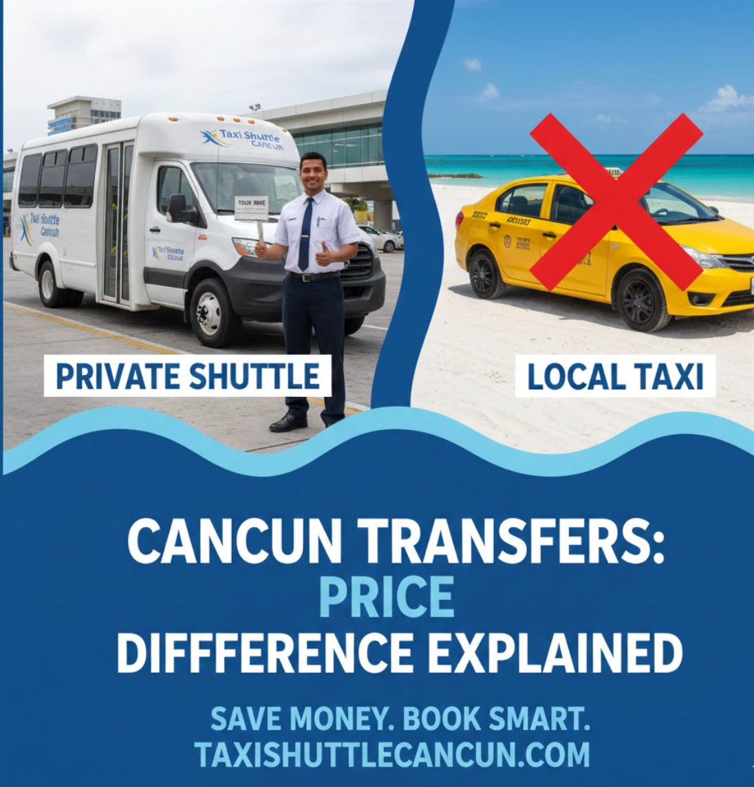 Guia de precios: Taxi vs Transporte Privado en el Aeropuerto de Cancun con Taxi Shuttle Cancun Diferencia precio taxi y transporte privado Cancun: comparativa de ahorro y servicio con Taxi Shuttle Cancun