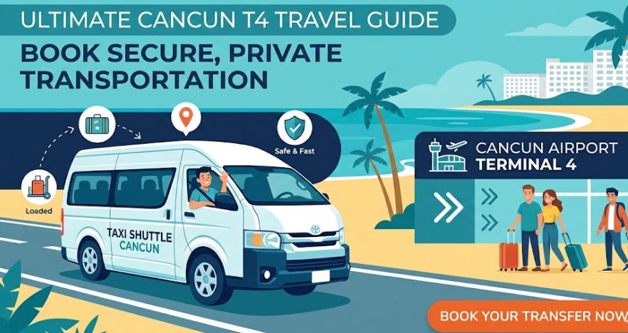 Transporte privado seguro desde la Terminal 4 del Aeropuerto de Cancún al hotel