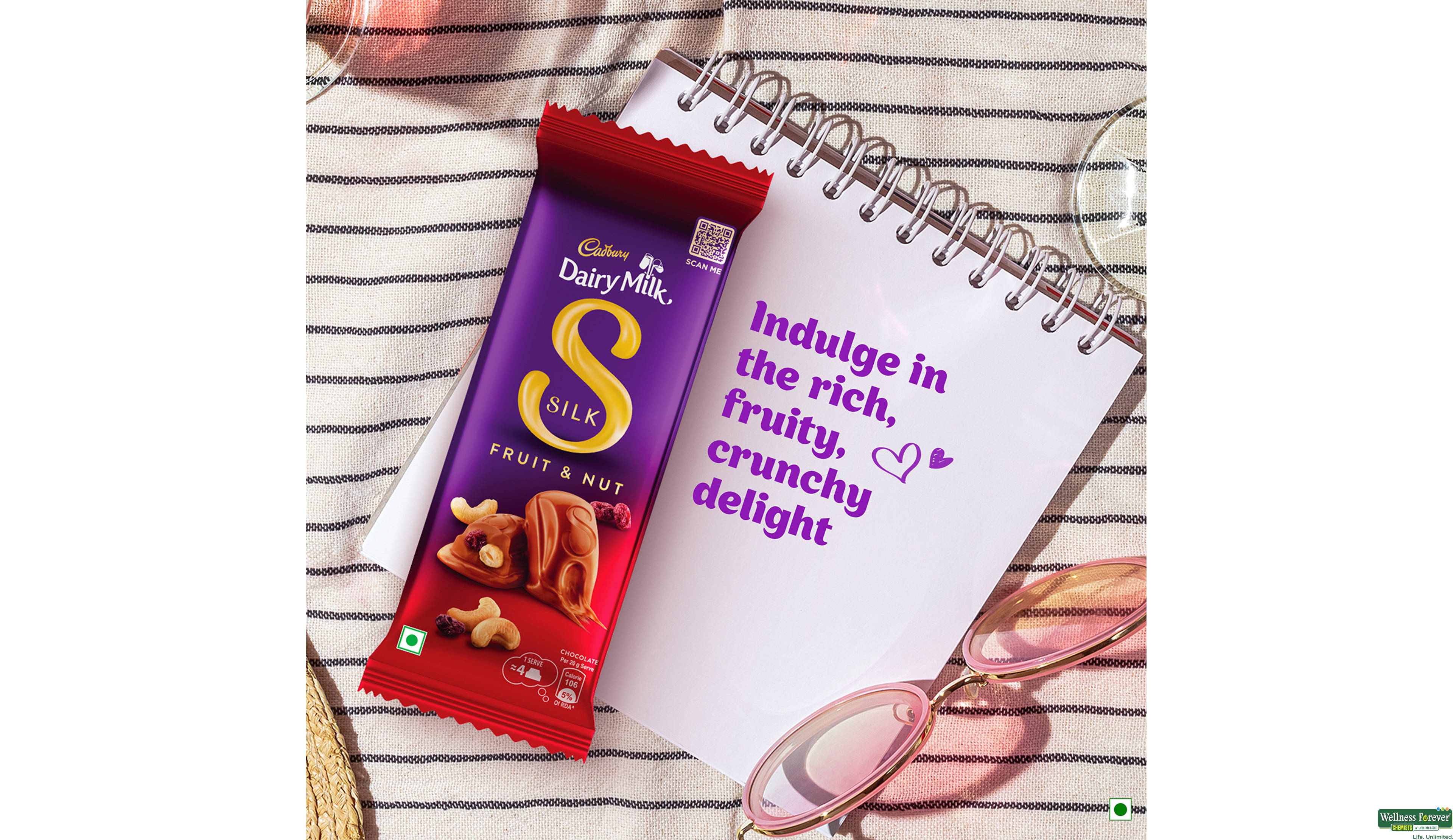 CADB CHOC SILK FRUIT/NUT 55GM- 4, 55GM, 