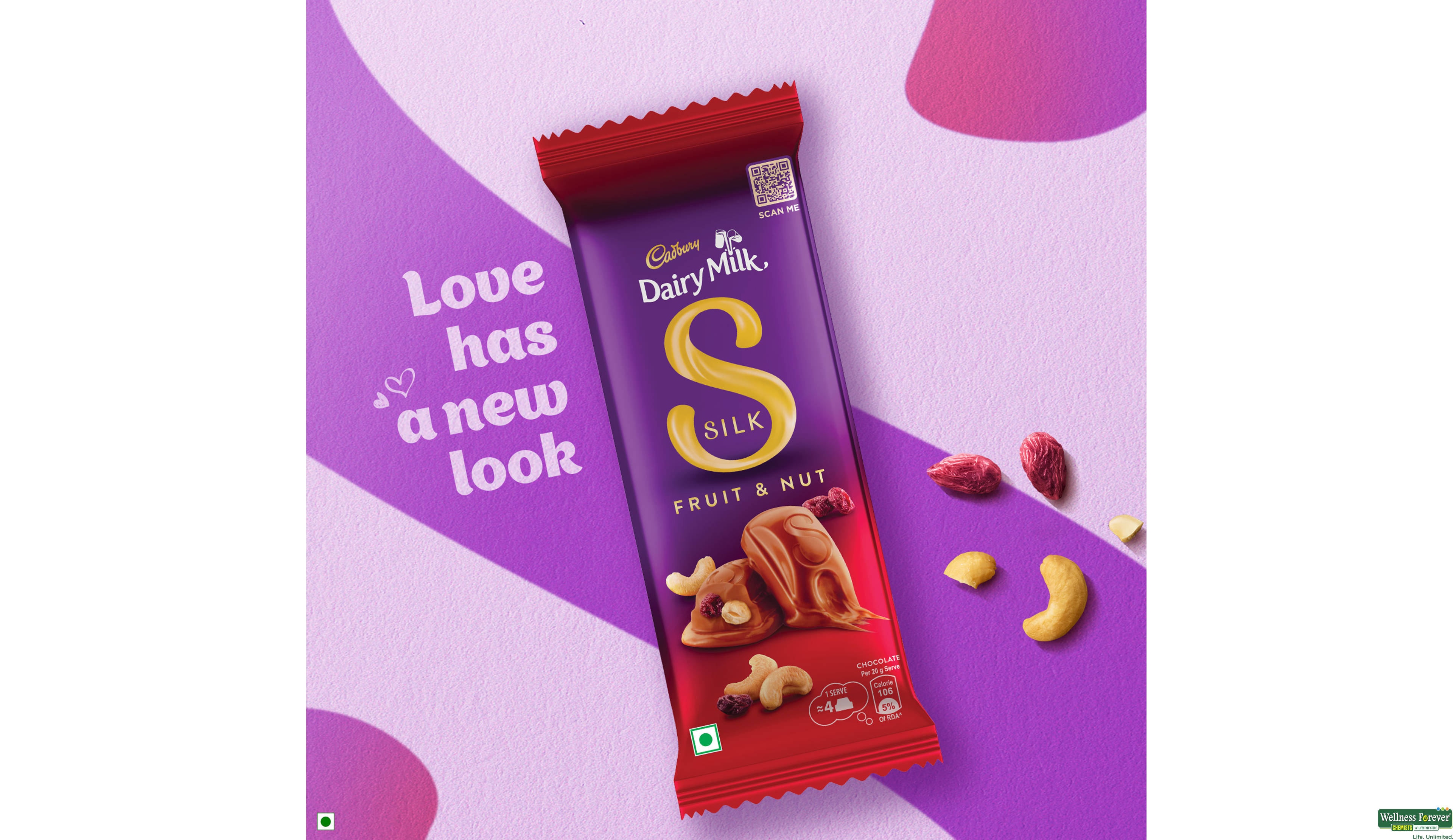 CADB CHOC SILK FRUIT/NUT 55GM- 5, 55GM, 