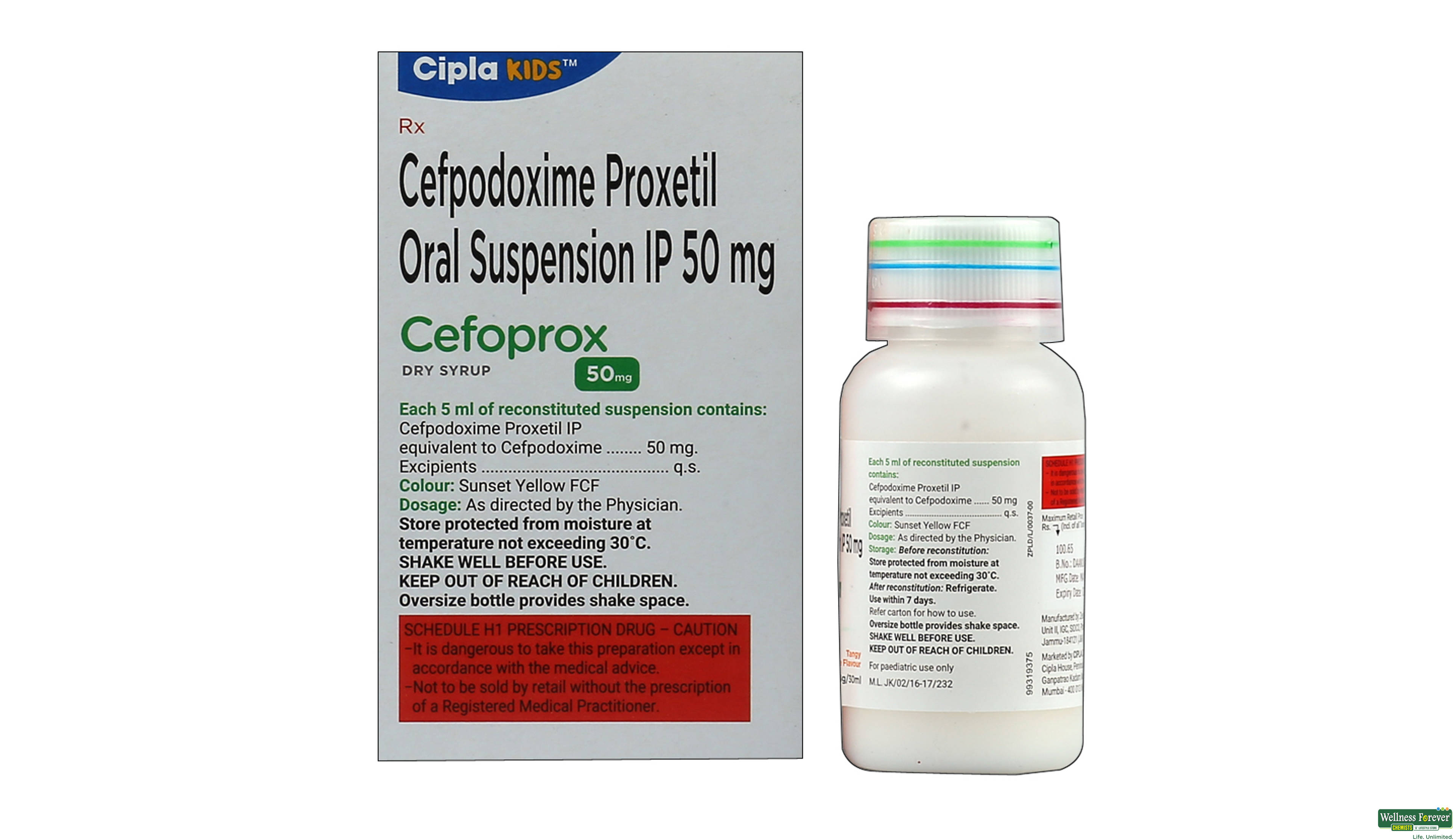 CEFOPROX 50MG SYP 30ML- 2, 30ML, 