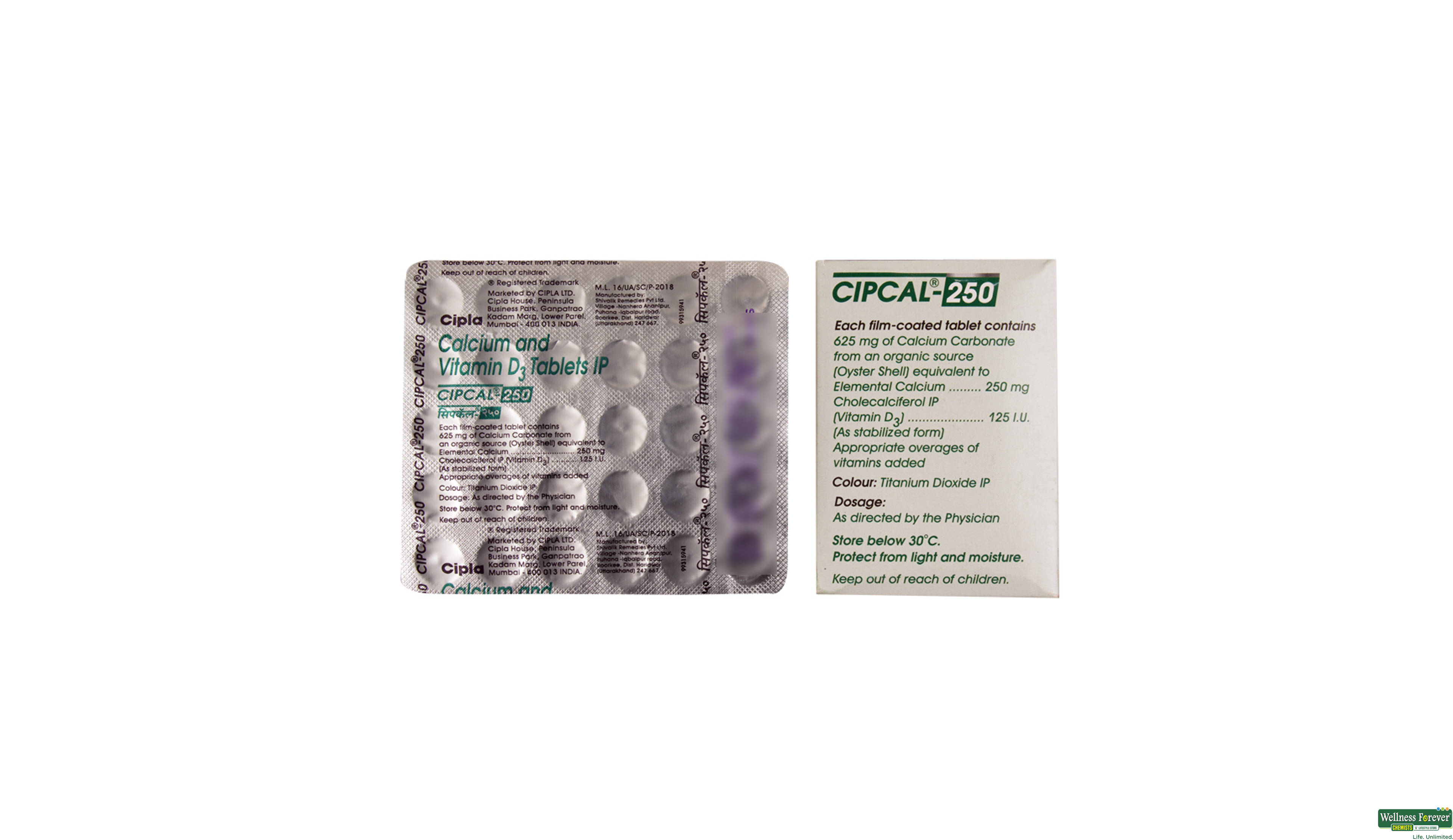 CIPCAL 250MG 30TAB- 2, 30TAB, null