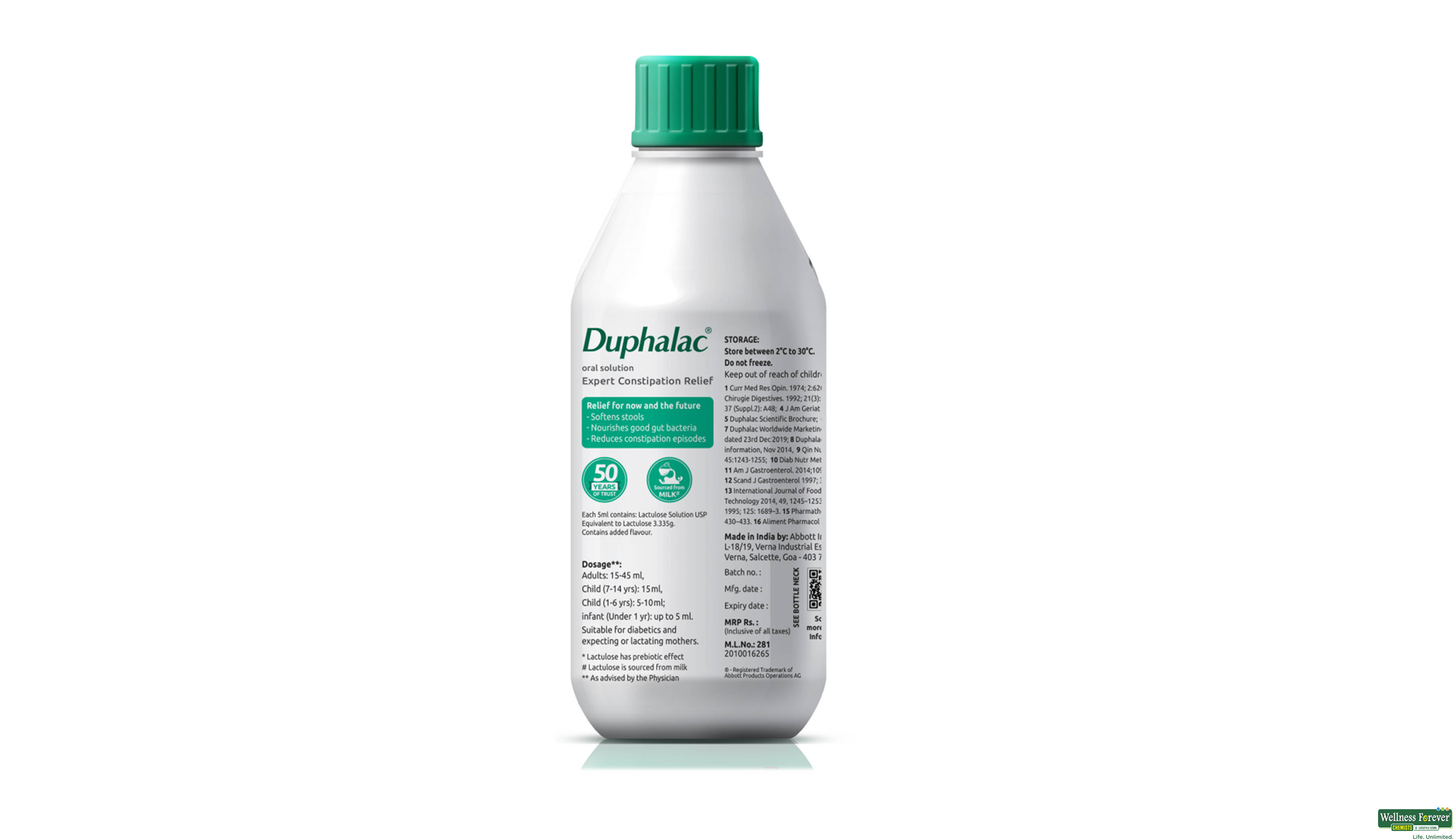 DUPHALAC SYP 450ML- 2, 450ML, • Effectively relieves constipation without causing harsh side effects.
• Helps maintain regular bowel movements.
• Safe for a wide range of patients, including infants, the elderly, and pregnant women.
• Assists in the treatment of hepatic encephalopathy by lowering blood ammonia levels.