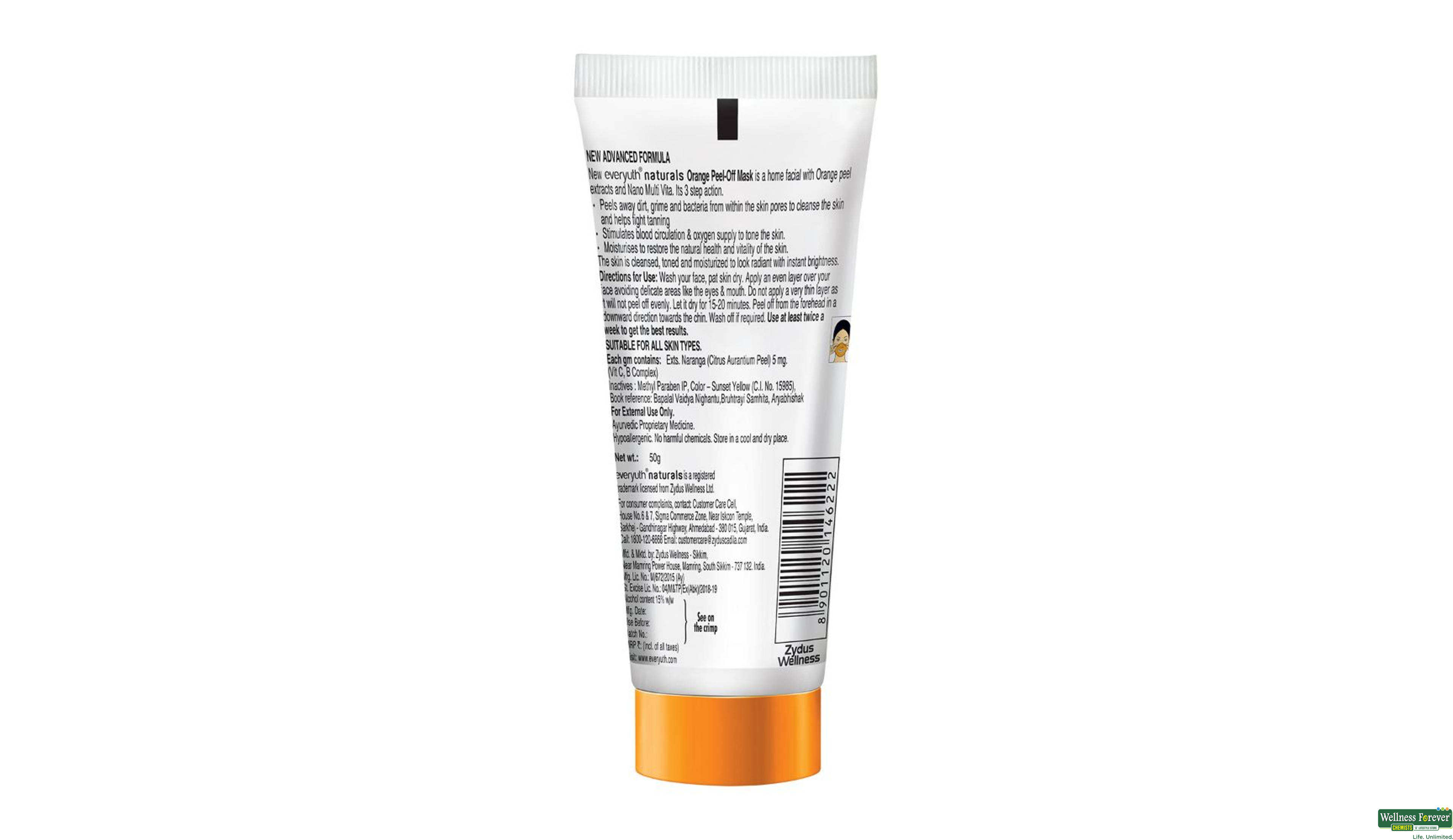 EVERYUTH F/MASK PEEL OFF ORANGE 50GM- 2, 50GM, 