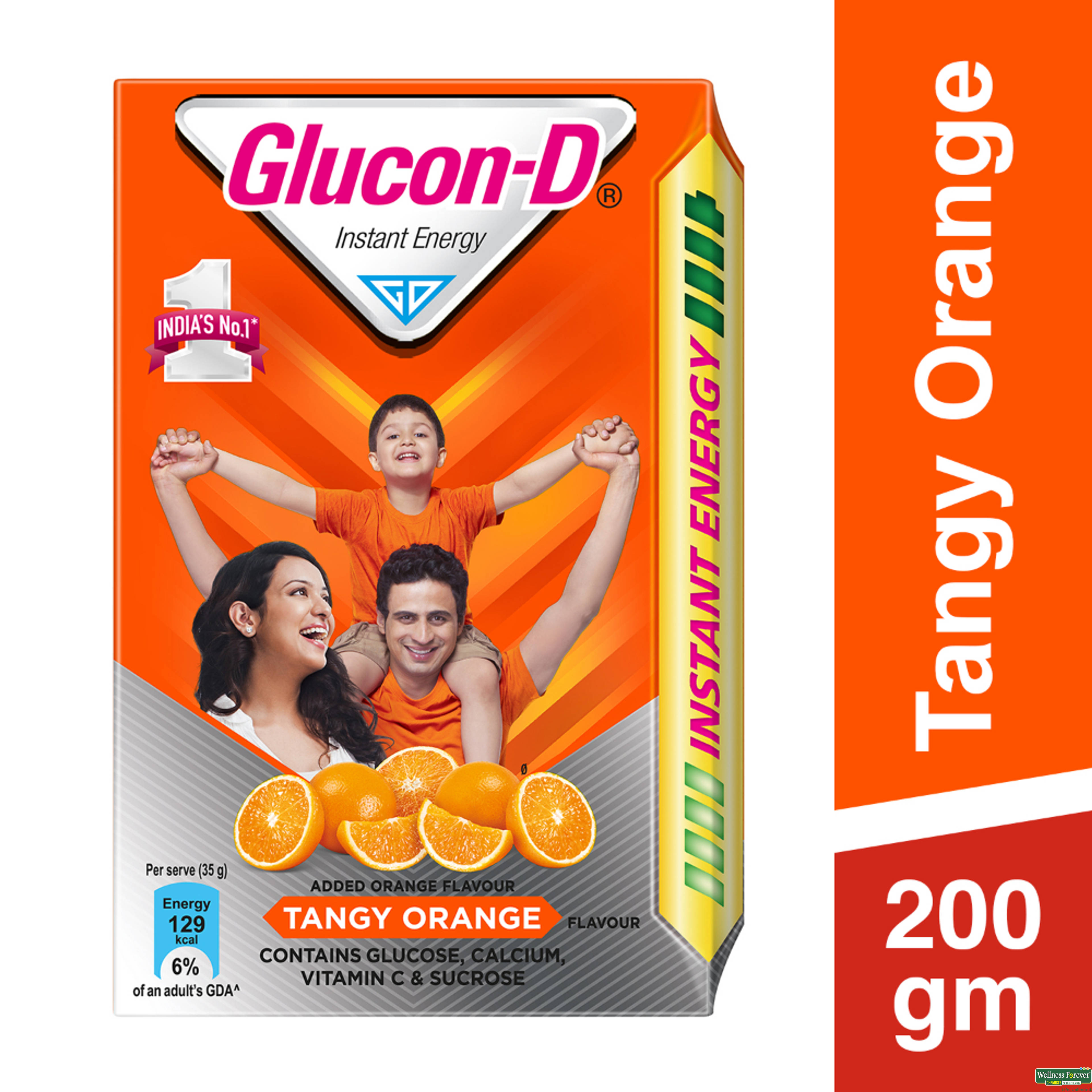 Glucon-D Tangy Orange Instant Energy Drink Refill, 200 g-image