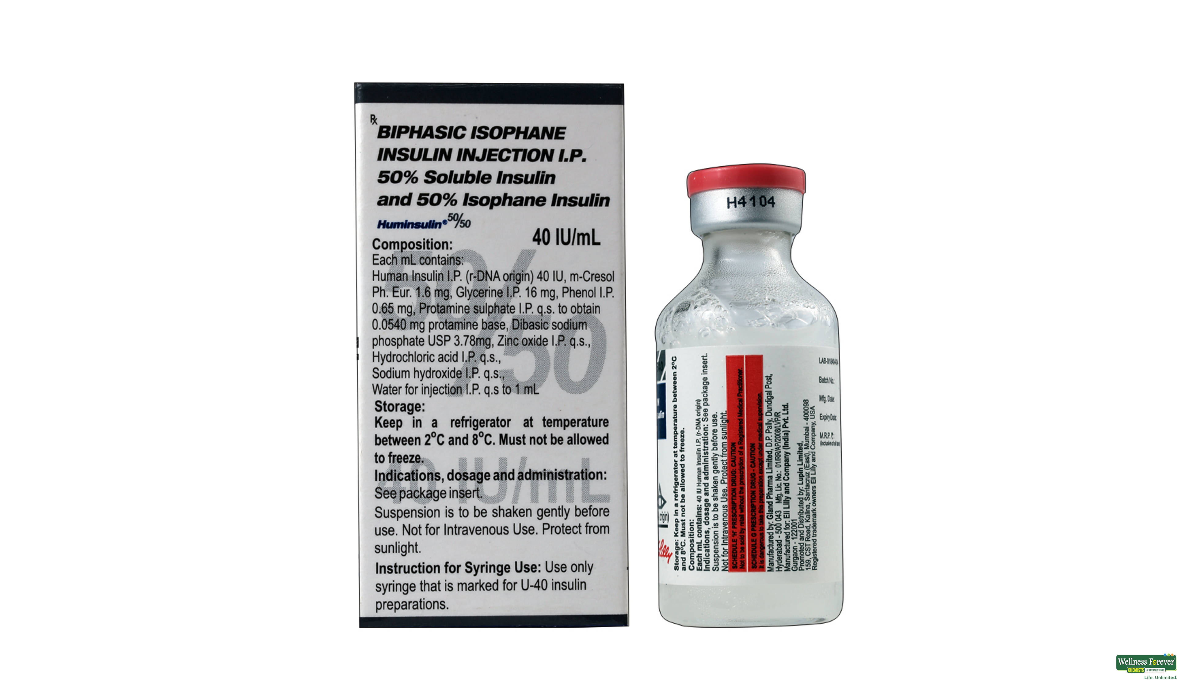 HUMINSULIN 50/50 40IU 10ML VIAL- 2, 1PC, 