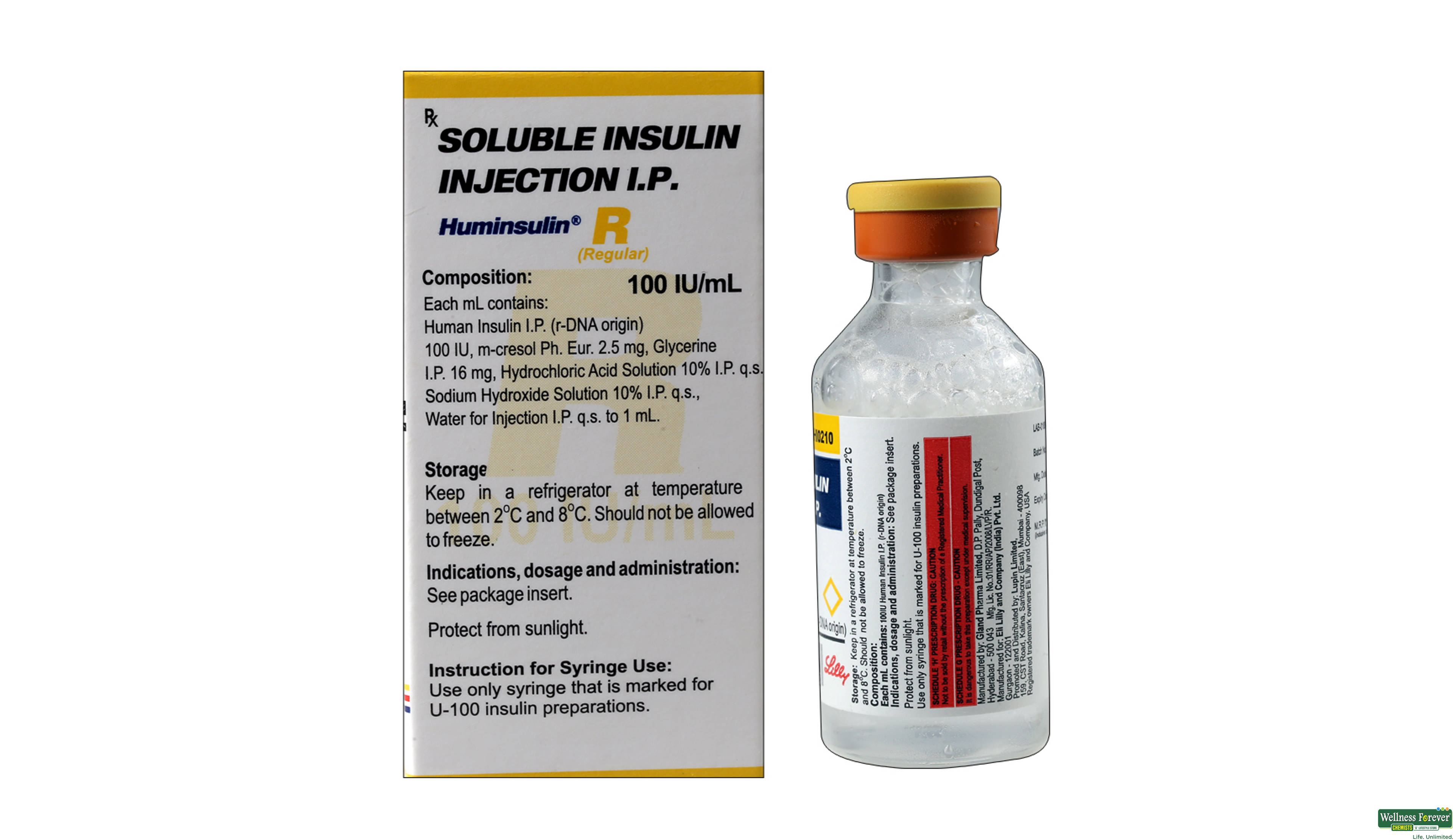 HUMINSULIN-R 100IU INJ 10ML VIAL- 2, 1PC, 