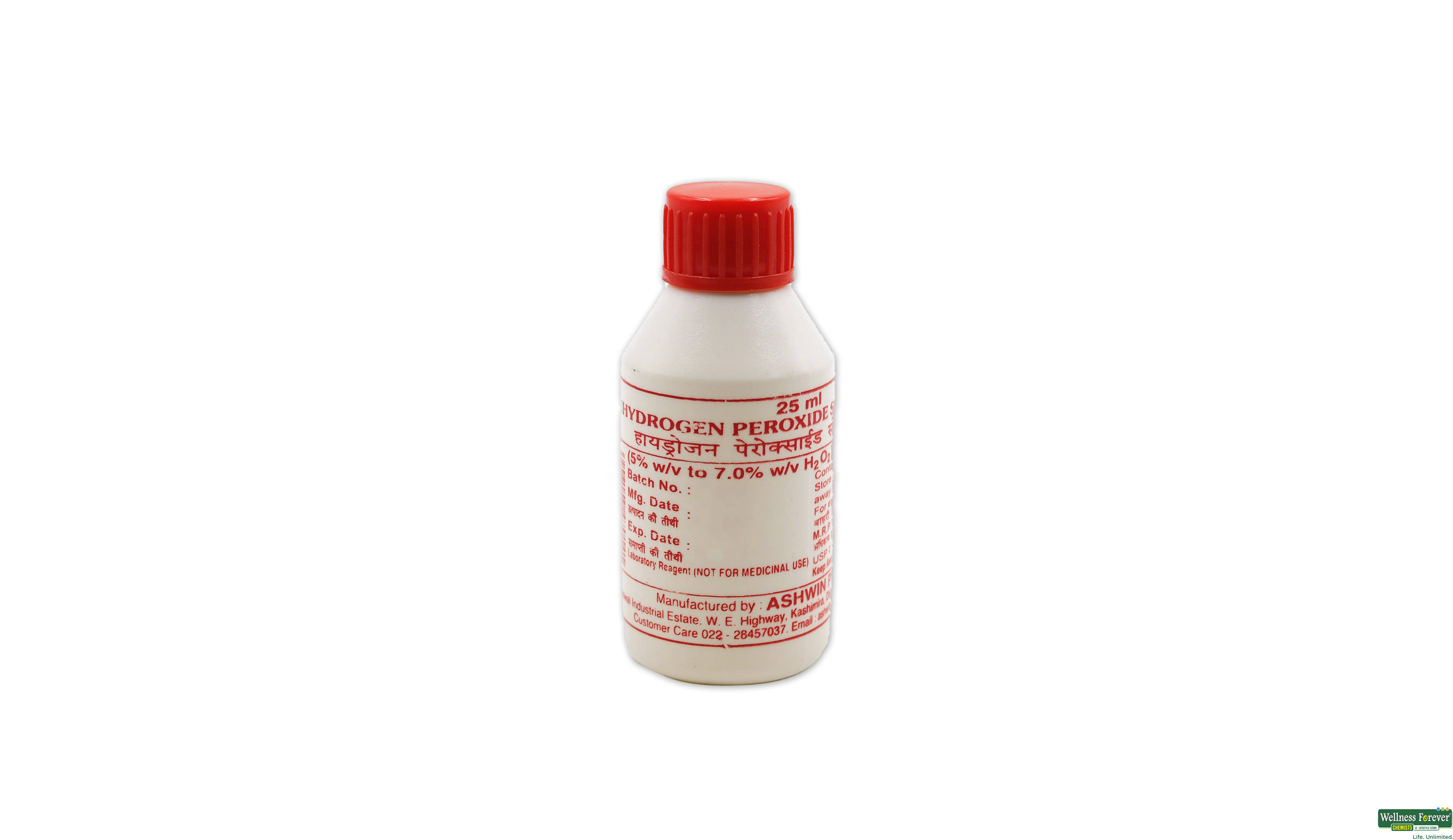 HYDROGEN PEROXIDE ASHWIN 25ML- 1, 25ML, null