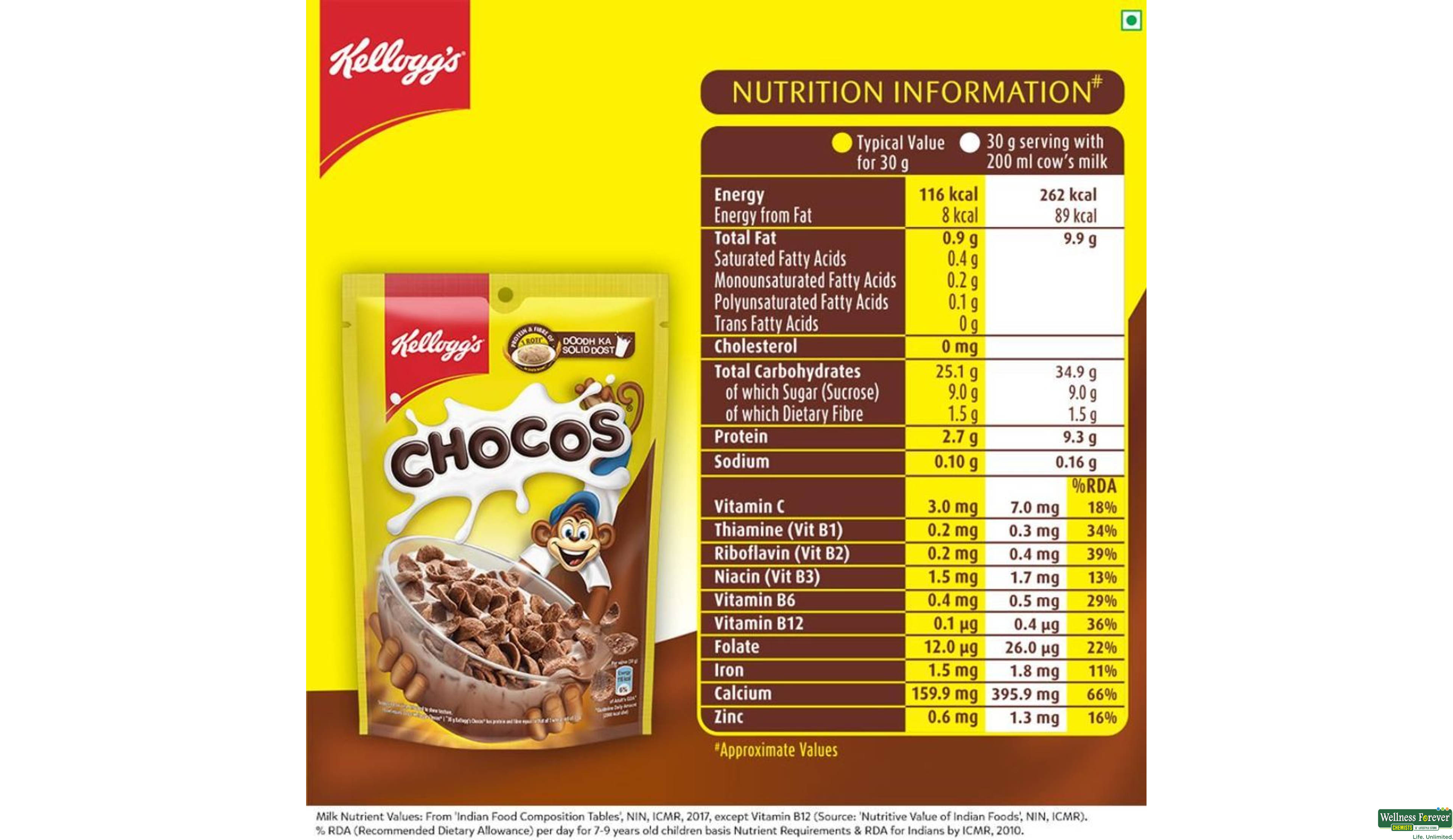 KELL CORNFLAKES CHOCOS 110GM- 4, 110GM, 