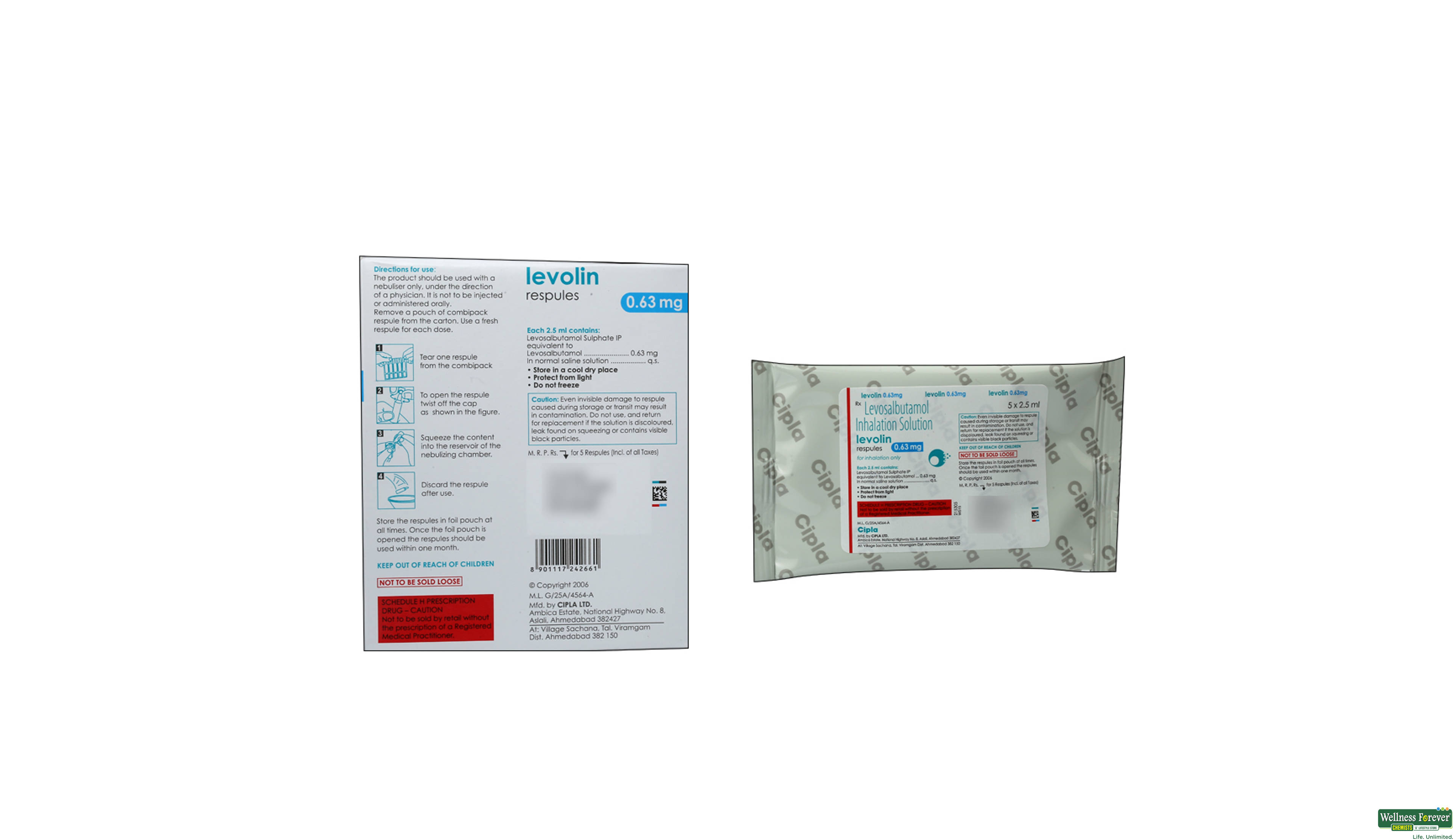 LEVOLIN 0.63MG RESPULES 2.5ML- 2, 2.5ML, 