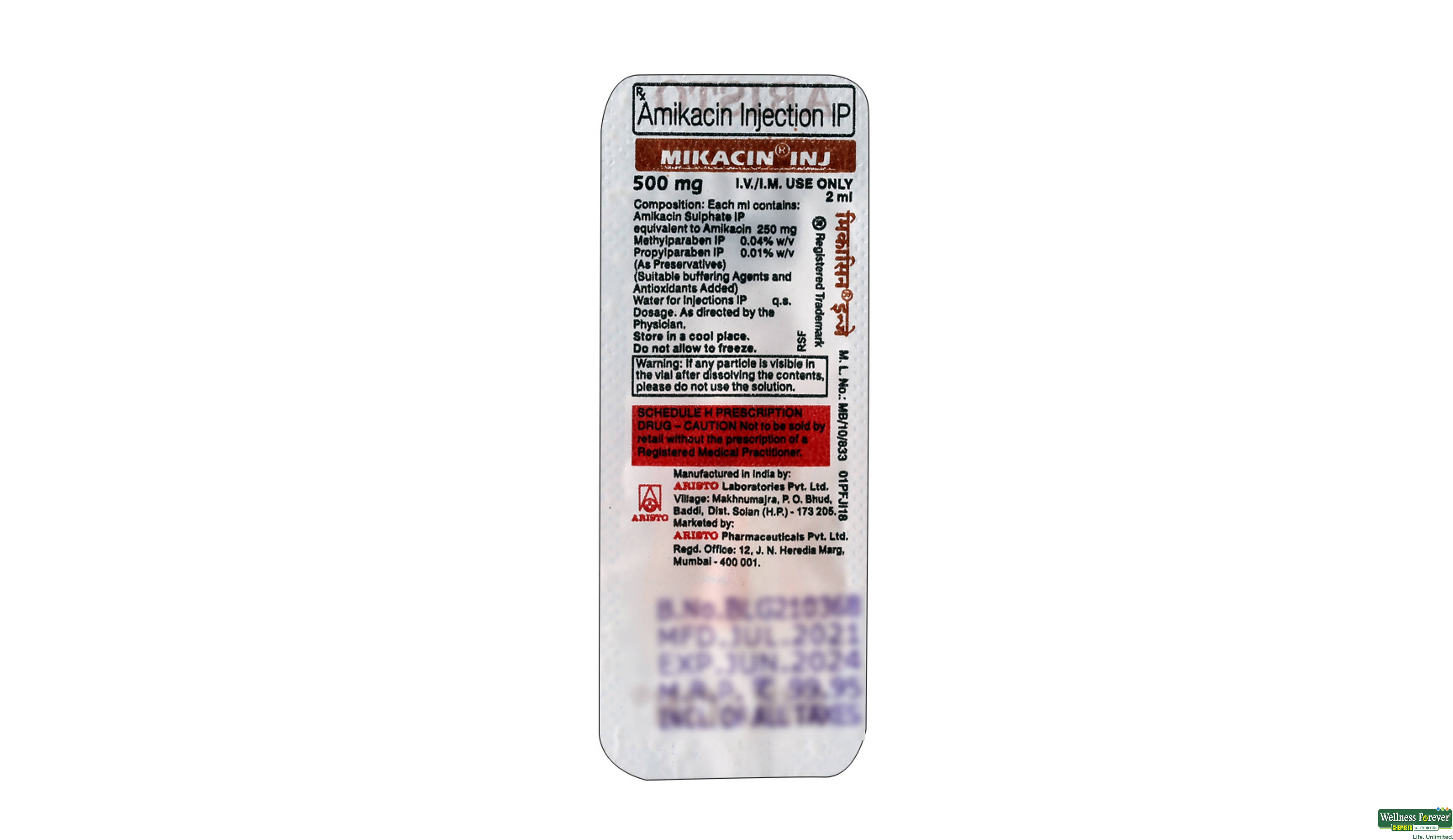 MIKACIN 500MG INJ VIAL- 2, 1PC, 