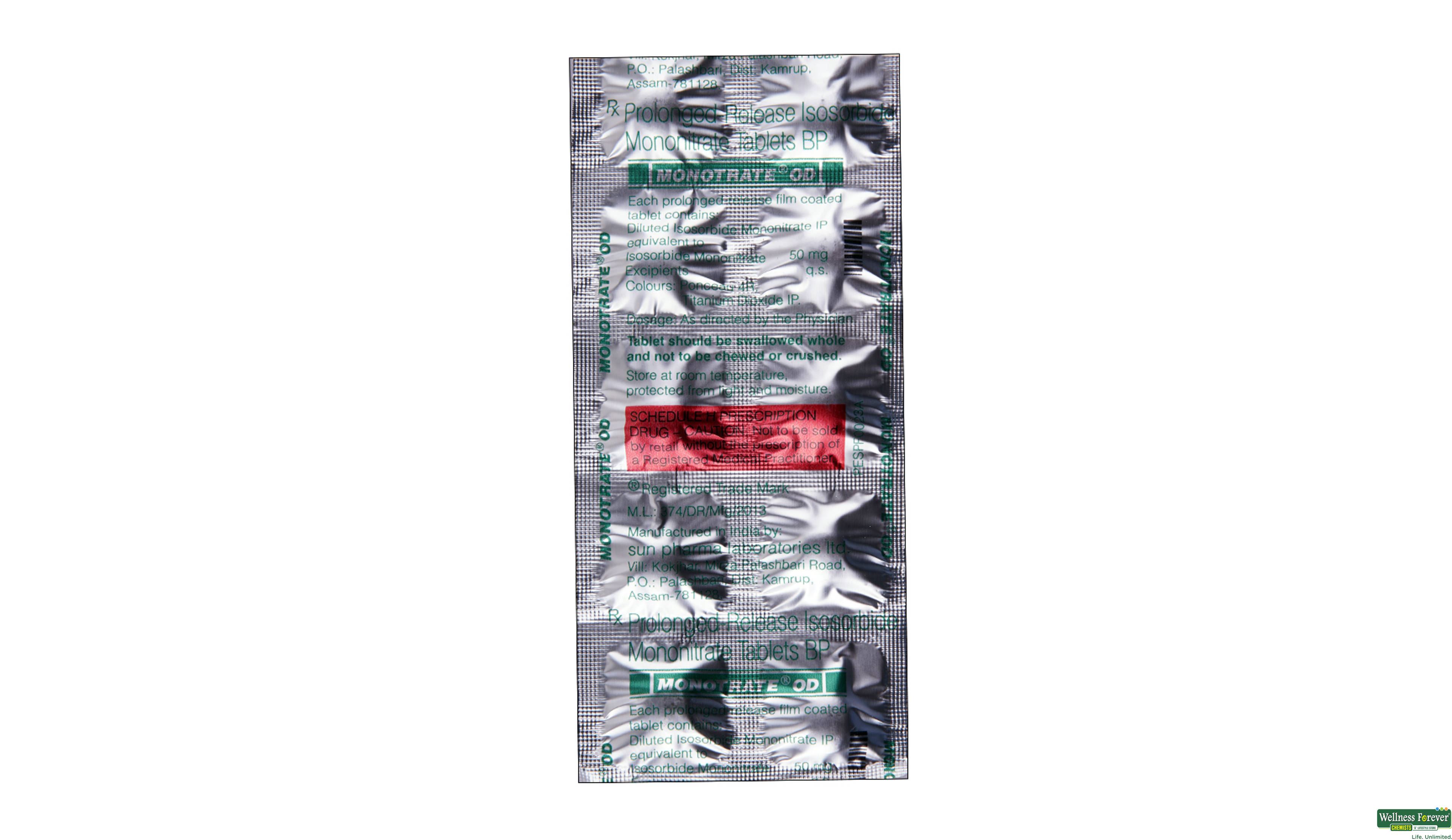 MONOTRATE-OD 50MG 10TAB- 1, 10TAB, 