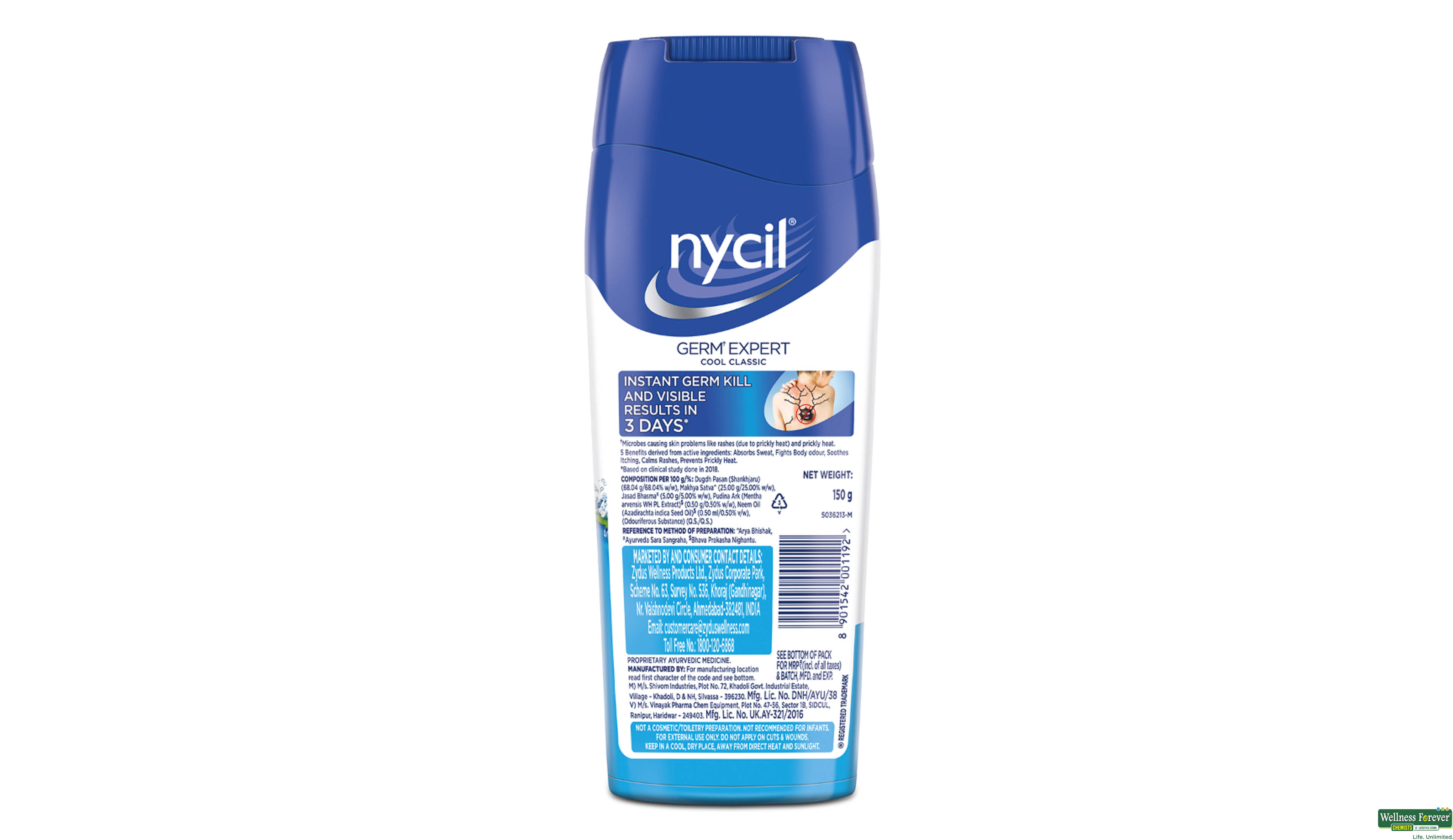 NYCIL TALC COOL CLASSIC 150GM- 3, 150GM, 