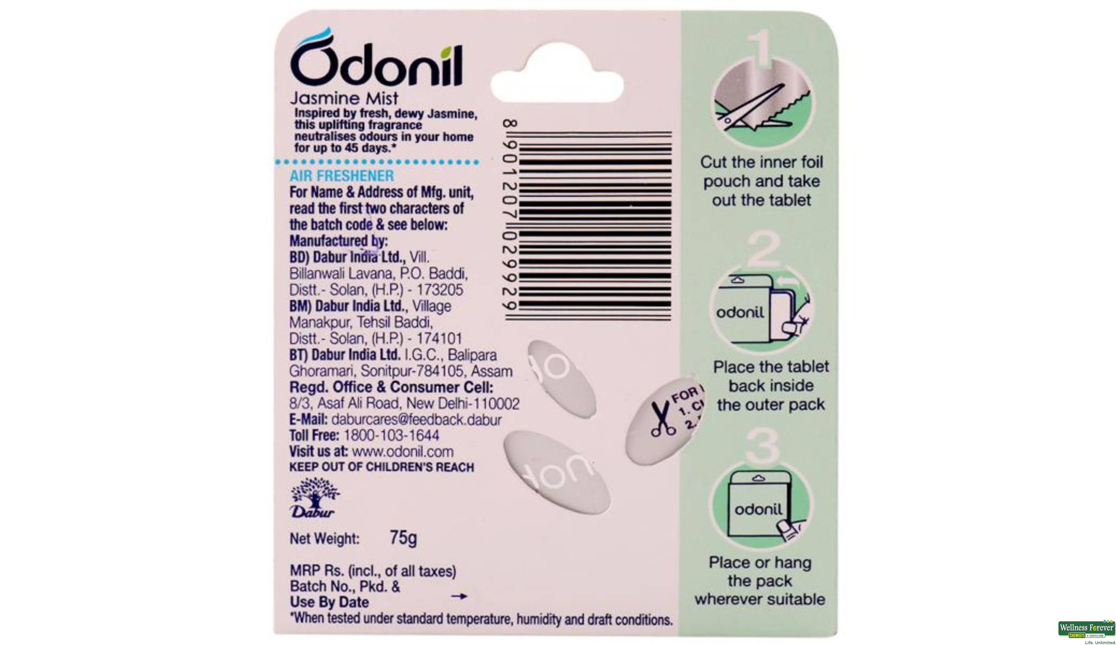 ODONIL A/FR JASMINE MIST 72GM- 2, 72GM, 