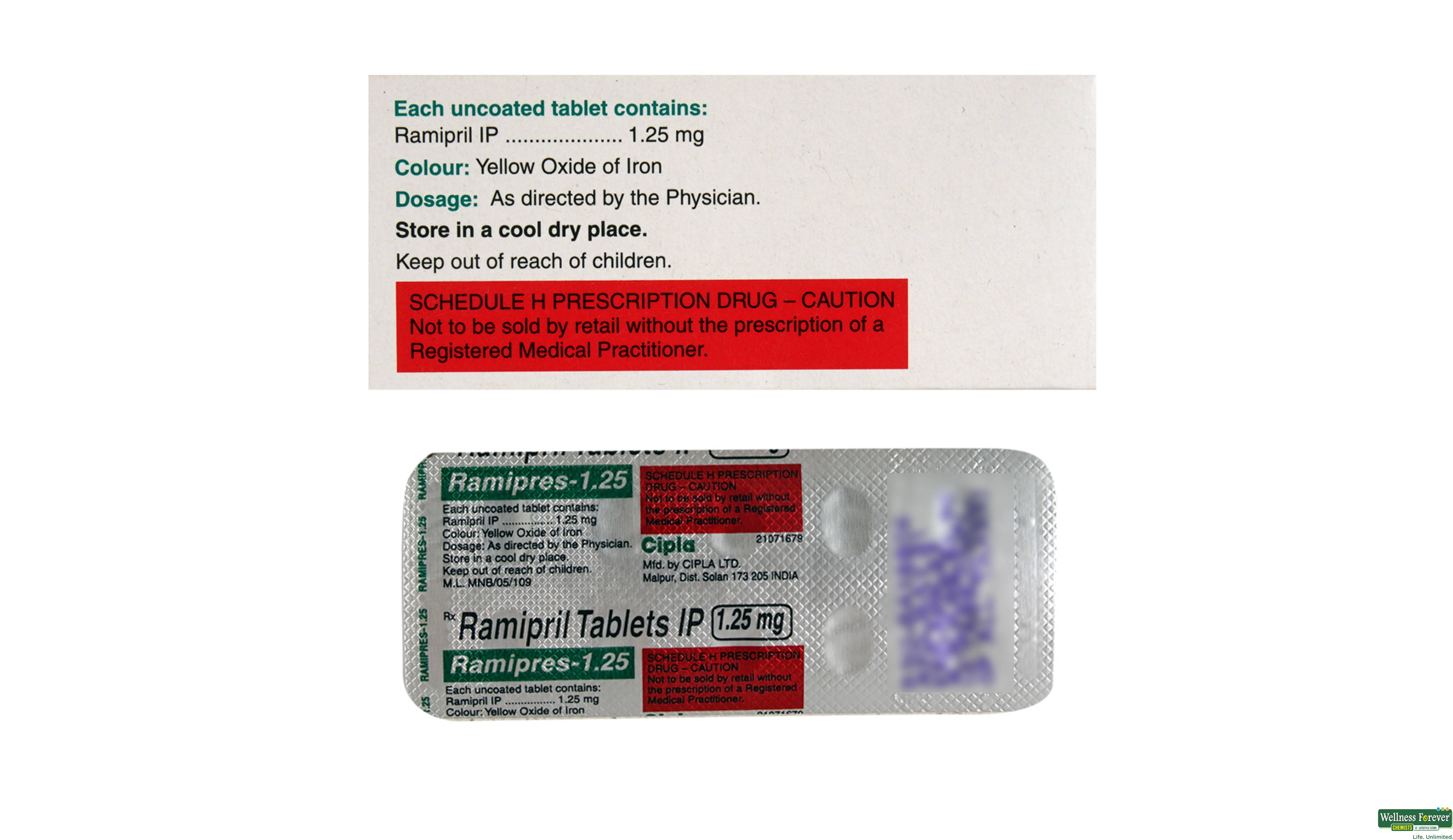 RAMIPRES 1.25MG 10TAB- 2, 10TAB, null