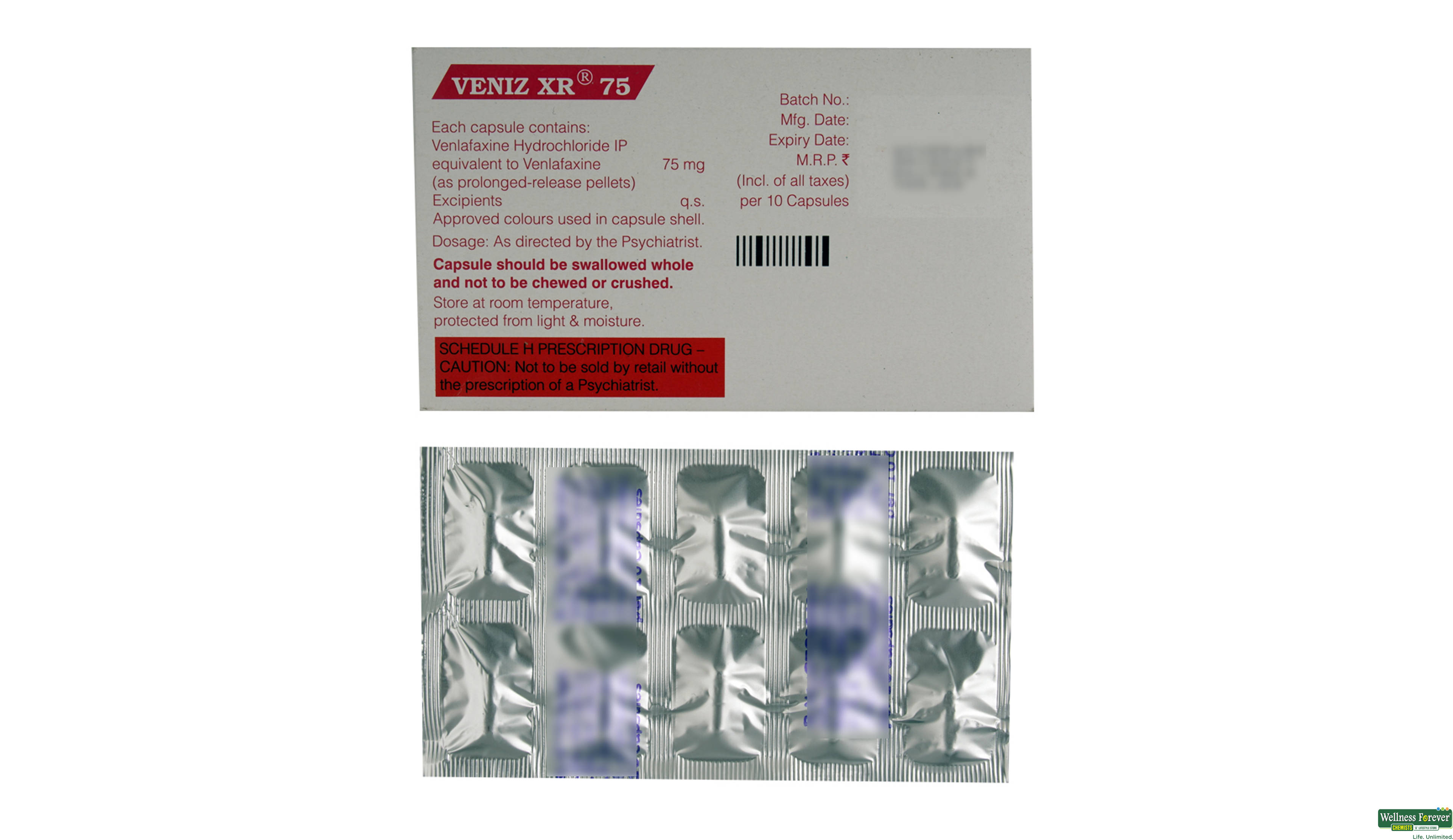VENIZ-XR 75MG 10CAP- 2, 10CAP, 