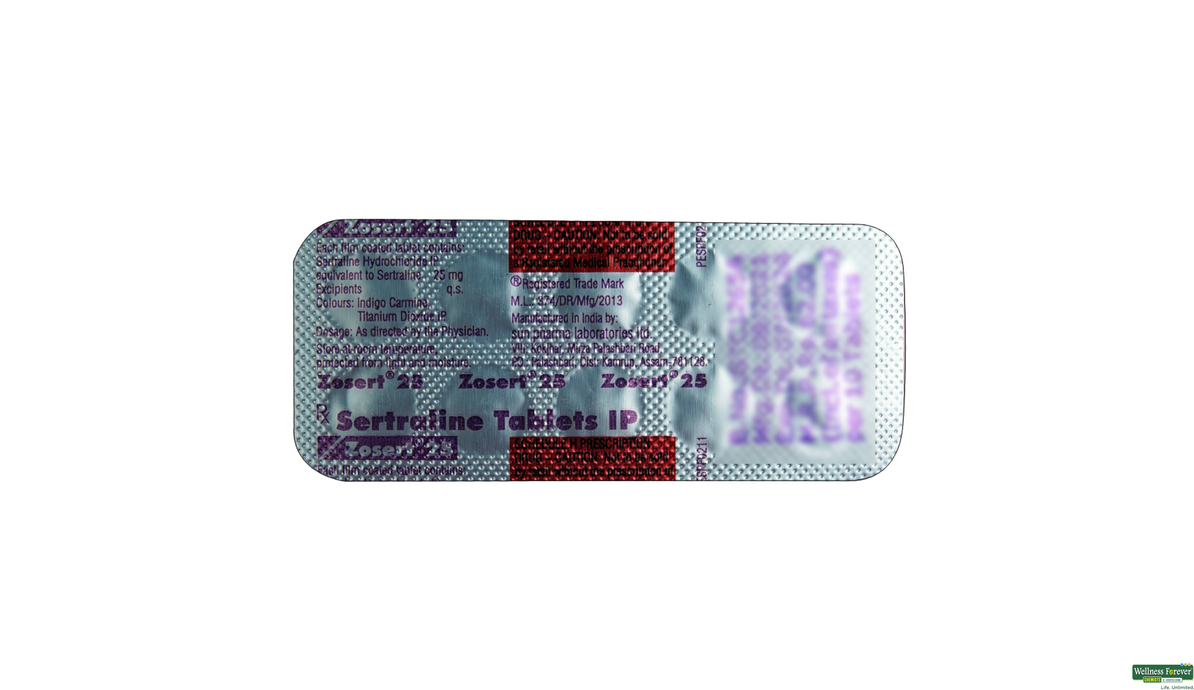 ZOSERT 25MG 10TAB- 2, 10TAB, 