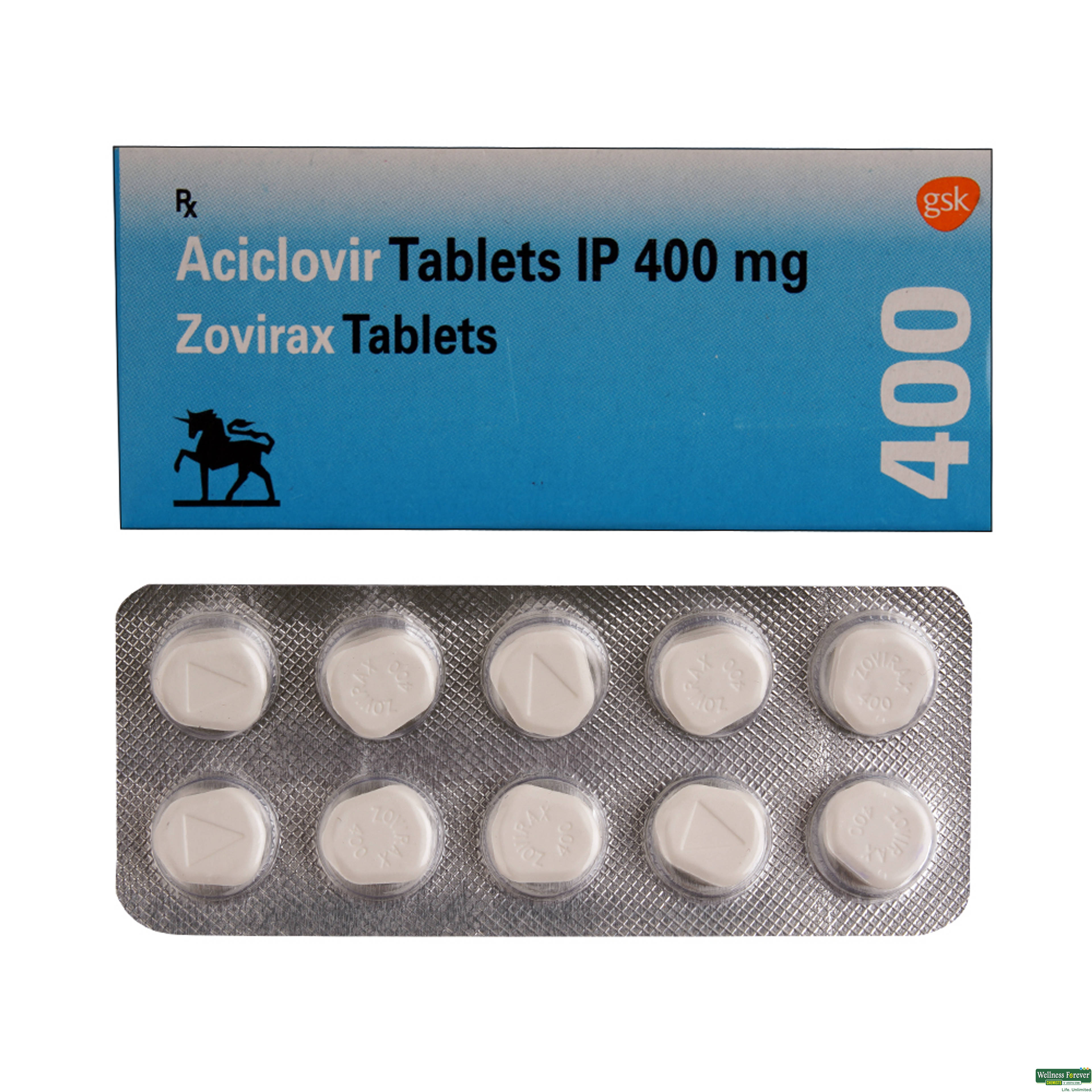 Zovirax 400mg 10 Tablets-image