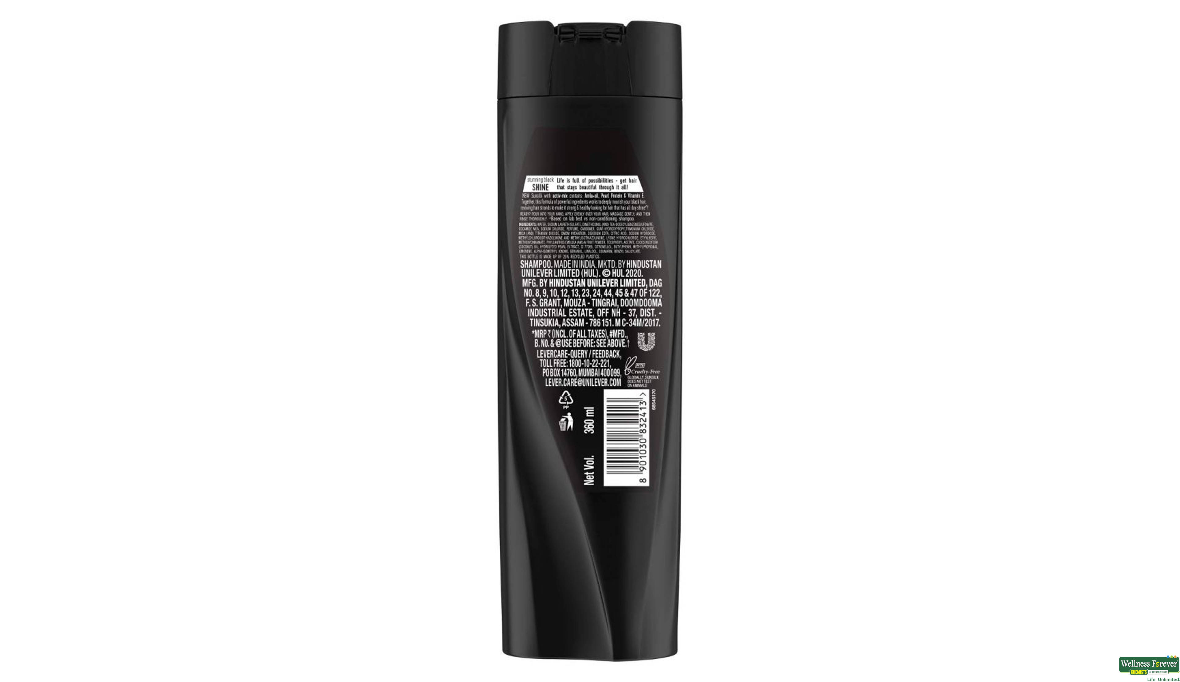 SUNSILK SHMP BLACK SHINE 340ML- 3, 340ML, null